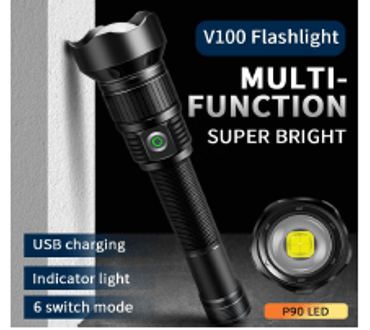פנס LED מקצועי דגם V100 FLASHLIGHT